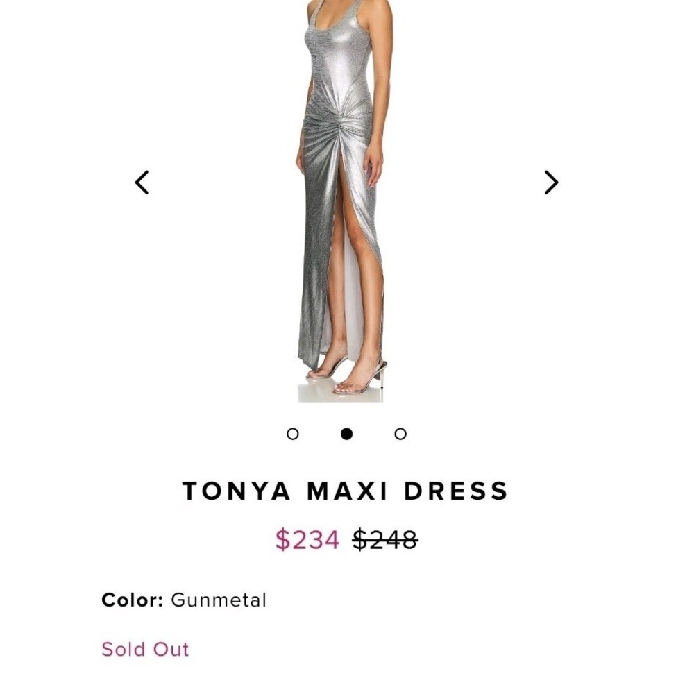 Lovers and Friends Tonya Maxi Dress Gunmetal Silver Metallic ACD3152 U24 S NEW - Picture 5 of 9